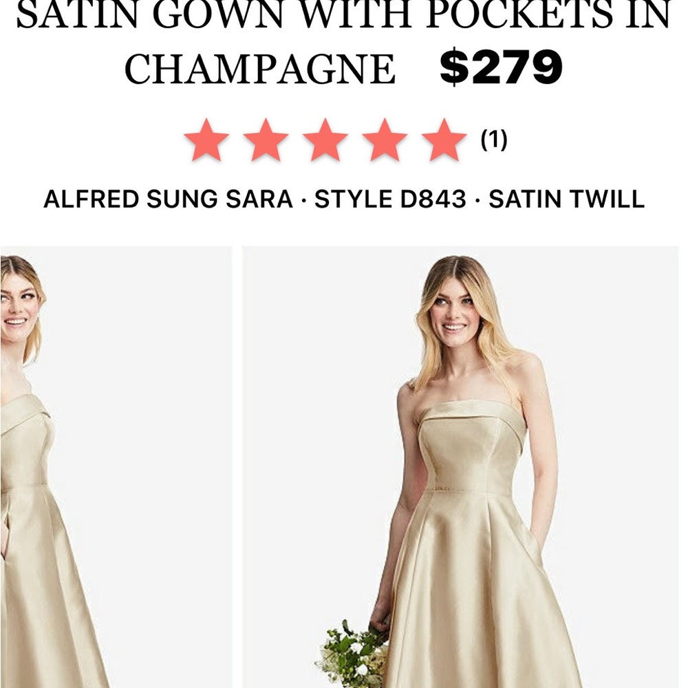 Alfred Sung Champagne Satin Midi Dress